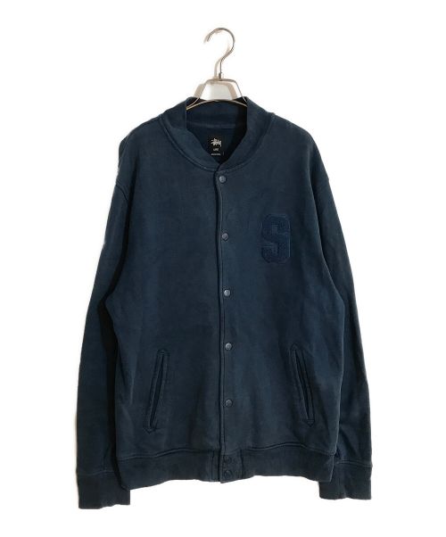 stussy（ステューシー）stussy (ステューシー) ロゴ刺繍スウェットブルゾン ブルー サイズ:XLの古着・服飾アイテム