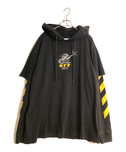 OFFWHITE（オフホワイト）OFFWHITE (オフホワイト) Free Spirit Wizardレイヤードパーカー ブラック サイズ:XLの古着・服飾アイテム