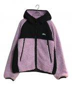 stussyステューシー）の古着「SHERPA PANELED HOODED JACKET/シェルパパネルフーデットジャケット」｜ピンク