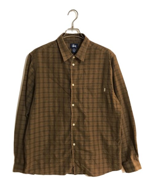 stussy（ステューシー）stussy (ステューシー) OLDチェックシャツ ブラウン サイズ:Largeの古着・服飾アイテム