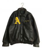 A FEW GOOD KIDSアフューグッドキッズ）の古着「Racing Leather Jacket/レーシング レザー ジャケット」｜ブラック×イエロー