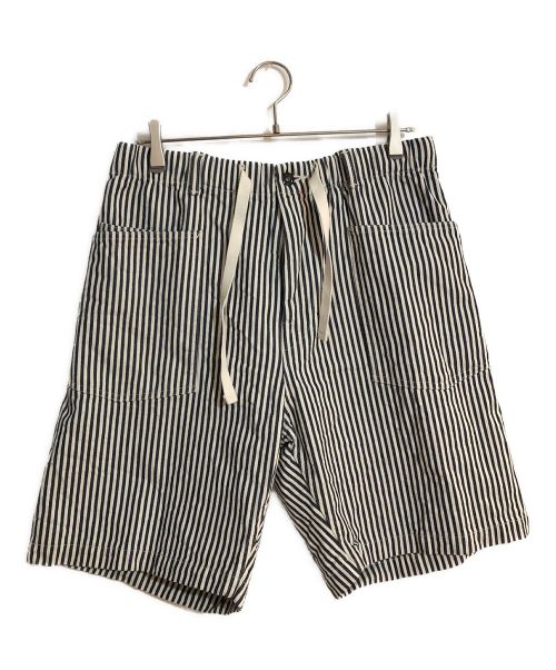 POST O'ALLS（ポストオーバーオールズ）POST O'ALLS (ポストオーバーオールズ) E-Z ARMY-NAVY Shorts 2/イージーアルミ―ナビショーツ express stripe indigo サイズ:XLの古着・服飾アイテム