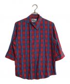 Vivienne Westwood manヴィヴィアン ウェストウッド マン）の古着「オーブ刺繍コットンリネンチェックシャツ」｜レッド