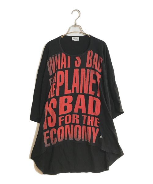 Vivienne Westwood man（ヴィヴィアン ウェストウッド マン）Vivienne Westwood man (ヴィヴィアン ウェストウッド マン) ビッグメッセージTシャツ ブラック×レッド サイズ:Fの古着・服飾アイテム