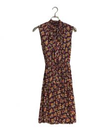 POLO RALPH LAUREN（ポロ・ラルフローレン）の古着「Tie Neck Floral Silk Dress/タイネックフローラルシルクドレス」｜レッド