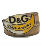 D&G DOLCE&GABBANAディーアンドジー ドルチェ＆ガッバーナ）の古着「COOL&SEXY バナナバックル レザーベルト」｜ベージュ