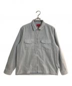 SUPREMEシュプリーム）の古着「2-tone corduroy zip up shirt/ツートン コーデュロイ ジップアップシャツ」｜ブルー×ホワイト