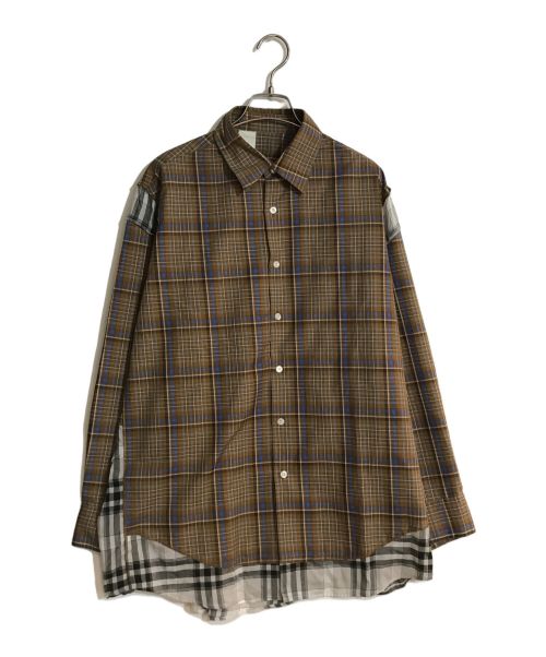 N.HOOLYWOOD（エヌ ハリウッド）N.HOOLYWOOD (エヌ ハリウッド) BIG CHECK SHIRT/ビックチェックシャツ ブラウン サイズ:38の古着・服飾アイテム