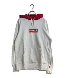 SUPREME×COMME des GARCONS SHIRT（シュプリーム×コムデギャルソンシャツ）の古着「14SS BOX LOGO PULLOVER HOODIE/14SSボックスロゴフーディー」｜ホワイト×レッド