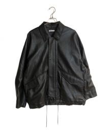 WYM LIDNM（ウィム バイ リドム）の古着「FAUX LEATHER MILITARY BLOUSON」｜ブラック