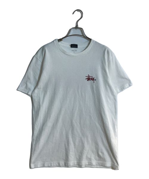 stussy（ステューシー）stussy (ステューシー) フロッキープリントＴシャツ ホワイト サイズ:Mの古着・服飾アイテム