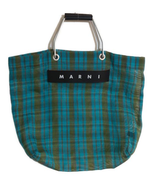 MARNI（マルニ）MARNI (マルニ) フラワーカフェストライプハンドバッグ ブルーの古着・服飾アイテム