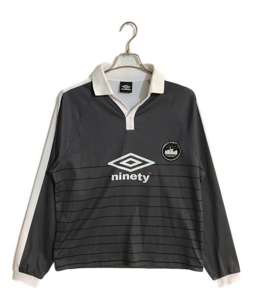 9090（9090）9090 (9090) UMBRO (アンブロ) Stripe L/S Game Shirt グレー サイズ:Mの古着・服飾アイテム