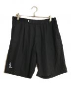 Graphpaperグラフペーパー）の古着「Wooly Cotton Wide Tuck Chef Shorts」｜ブラック