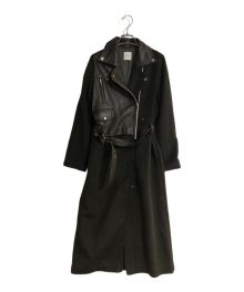 Ameri（アメリ）の古着「RIDERS DOCKING LONG COAT/ライダースドッキングロングコート」｜ブラック