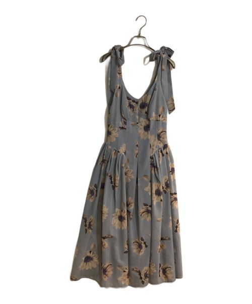 HER LIP TO（ハーリップトゥ）HER LIP TO (ハーリップトゥ) SUNFLOWER-PRINTED MIDI DRESS/サンフラワープリンテッドミディドレス ブルー サイズ:Sの古着・服飾アイテム