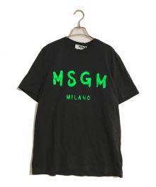 MSGM（エムエスジーエム）の古着「LOGO-PRINT COTTON T-shirt/ロゴプリント コットンTシャツ」｜ブラック