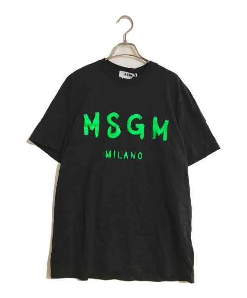 MSGM（エムエスジーエム）MSGM (エムエスジーエム) LOGO-PRINT COTTON T-shirt/ロゴプリント コットンTシャツ ブラック サイズ:S 未使用品の古着・服飾アイテム