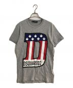 DSQUARED2ディースクエアード）の古着「フラッグ ロゴプリントTシャツ」｜グレー