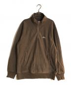 stussyステューシー）の古着「LOGO HALF ZIP SWEAT/ロゴハーフジップスウェット」｜ブラウン