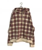 KITHキス）の古着「Printed Fleece Williams III Hoodie Plaid Floral」｜レッド