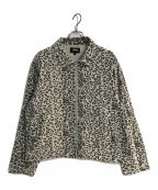 stussyステューシー）の古着「leopard mesh zip jacket/レオパードメッシュジップジャケット」｜ベージュ