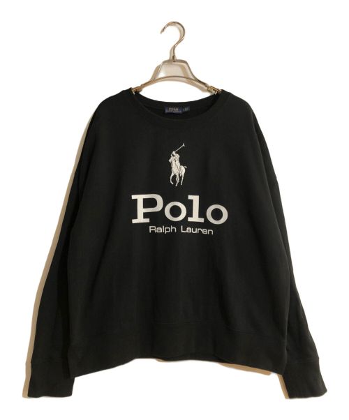 POLO RALPH LAUREN（ポロ・ラルフローレン）POLO RALPH LAUREN (ポロ・ラルフローレン) ポニープリント裏起毛スウェット ブラック サイズ:Ｌの古着・服飾アイテム