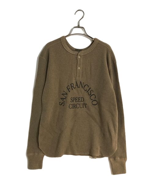 GOOD GRIEF!（グッドグリーフ）GOOD GRIEF! (グッドグリーフ) SFSC PRINTED HENLEY NECK TOP/ヘンリーネックトップ ブラウン サイズ:FRREの古着・服飾アイテム