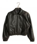 theoryセオリー）の古着「Gloss Leather Bomber JK」｜ブラック