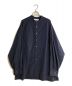 Graphpaper（グラフペーパー）の古着「Broad Stripe L/S Oversized Band Collar Shirt」｜ネイビー