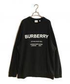 BURBERRY LONDONバーバリーロンドン）の古着「Horseferry Print Crewneck Sweatshirt VNTAVLTDTHA」｜ブラック