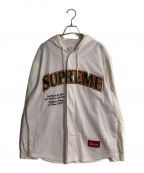 SUPREMEシュプリーム）の古着「Mesh Hooded L/S Baseball Jersey/メッシュフーデッド ロングスリーブ ベースボールシャツ」｜ホワイト