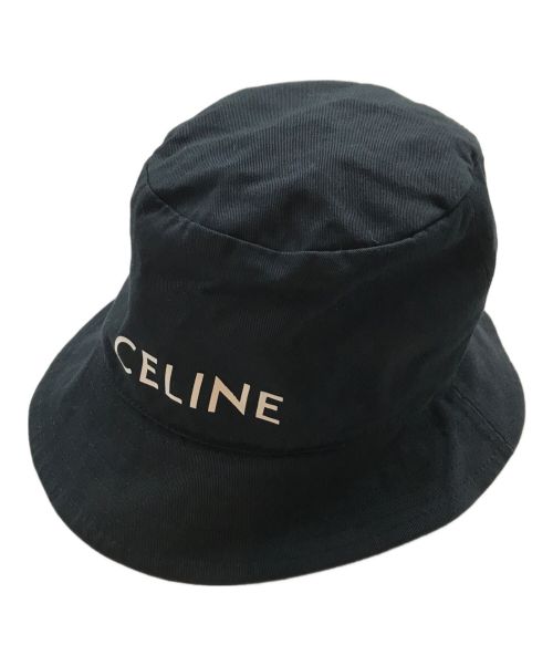 CELINE（セリーヌ）CELINE (セリーヌ) ロゴプリントバケットハット ブラック サイズ:Lの古着・服飾アイテム