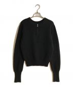 CLANEクラネ）の古着「W FACE HALF ZIP YAK KNIT TOPS/ダブルフェイスハーフジップヤクニットトップス」｜ブラック