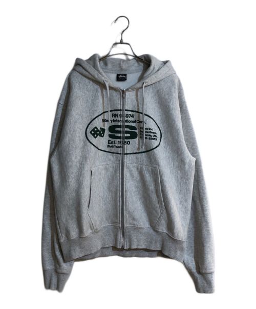 stussy（ステューシー）stussy (ステューシー) OVAL CORP. ZIP HOODIE/オーバルコープジップフーディー グレー サイズ:Lの古着・服飾アイテム