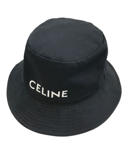 CELINE（セリーヌ）CELINE (セリーヌ) ロゴ刺繍 バケットハット ウルトラブラック サイズ:L(59)の古着・服飾アイテム