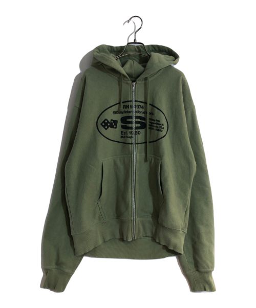 stussy（ステューシー）stussy (ステューシー) OVAL CORP. ZIP HOODIE/オーバルコープジップフーディー グリーン サイズ:Lの古着・服飾アイテム