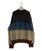 YOKEヨーク）の古着「MOHAIR BORDER CREWNECK SWEATER/モヘアボーダークールネックセーター」｜パープル