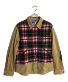 COMME des GARCONS JUNYA WATANABE MAN（コム デ ギャルソン ジュンヤ ワタナベ マン）の古着「21AW 異素材ドッキング シャツジャケット」｜レッド×ベージュ