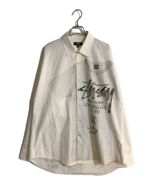 stussy（ステューシー）stussy (ステューシー) 22AW WORLD TOUR SHIRT ホワイト サイズ:Sの古着・服飾アイテム