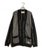 WACKO MARIAワコマリア）の古着「STRIPED KNIT JACQARD CARDIGAN」｜グレー×ブラック