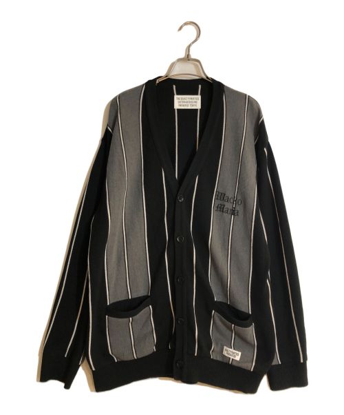 WACKO MARIA（ワコマリア）WACKO MARIA (ワコマリア) STRIPED KNIT JACQARD CARDIGAN グレー×ブラック サイズ:Lの古着・服飾アイテム