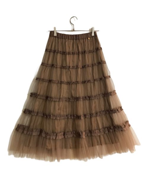 MUVEIL（ミュベール）MUVEIL (ミュベール) 24FW RIBBON TULLE SKIRT ブラウン サイズ:36の古着・服飾アイテム