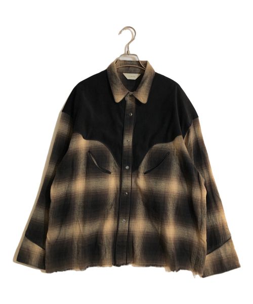 jieda（ジエダ）jieda (ジエダ) OMBRE PLAID WESTERN SHIRT ブラウン サイズ:2の古着・服飾アイテム