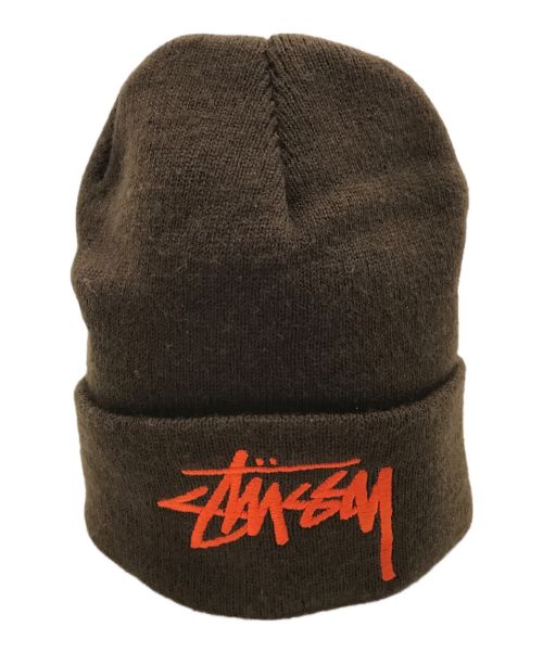 stussy（ステューシー）stussy (ステューシー) ビッグストックロゴビーニー ブラウンの古着・服飾アイテム