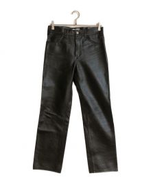 CELINE（セリーヌ）の古着「5POCKETS LEATHER PANTS/;ファイブポケットレザーパンツ」｜ブラック