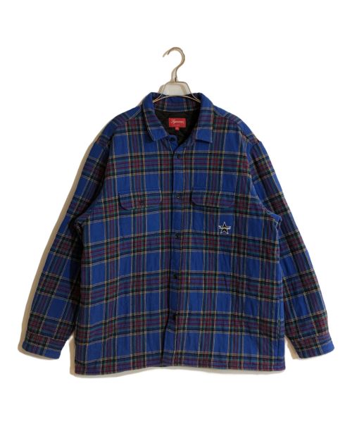 SUPREME（シュプリーム）Supreme (シュプリーム) QUILTED PLAID FLANNEL SHIRT ブルー サイズ:XLの古着・服飾アイテム