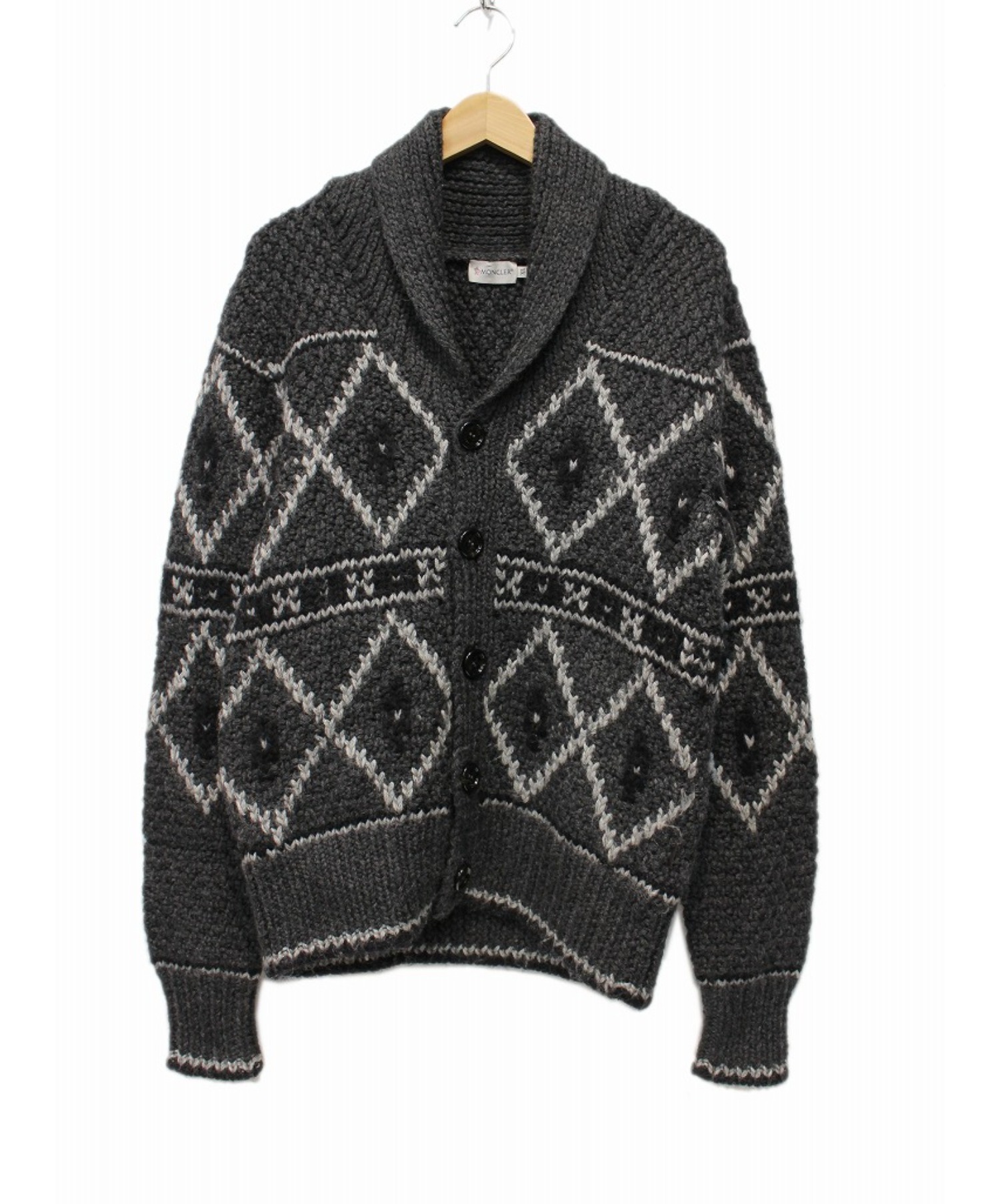 MONCLER (モンクレール) カウチンニットカーディガン グレー サイズ:XL MAGLIONE TRICOT CARDIGAN