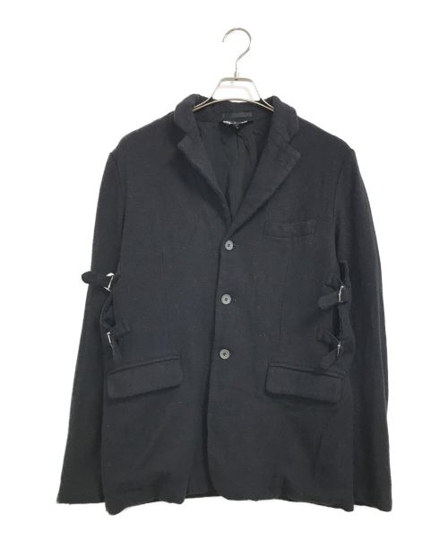 BLACK COMME des GARCONS（ブラック コムデギャルソン）BLACK COMME des GARCONS (ブラックコムデギャルソン) ベルトデザインウールジャケット ブラック サイズ:Lの古着・服飾アイテム