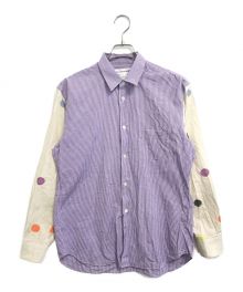 COMME des GARCONS SHIRT（コムデギャルソンシャツ）の古着「Mary Heilmann ドット 切替チェックシャツ」｜パープル